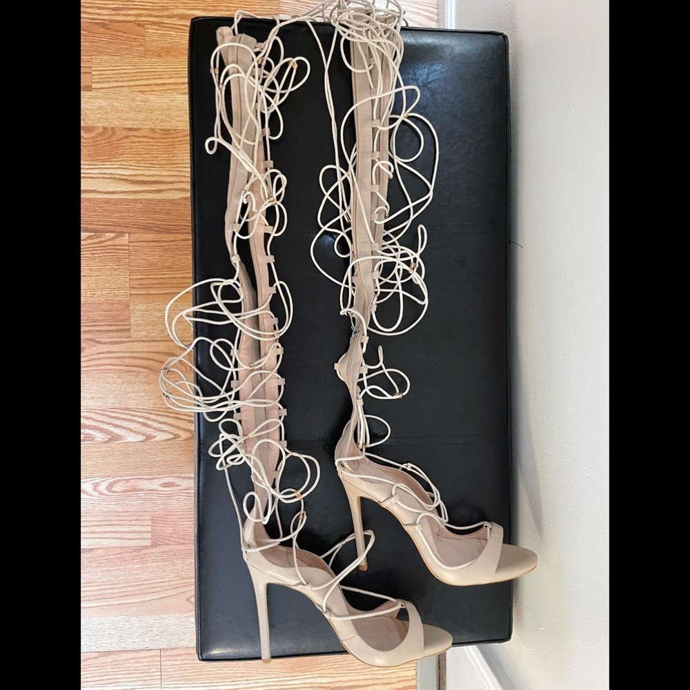 Tan/Cream Thigh high heels